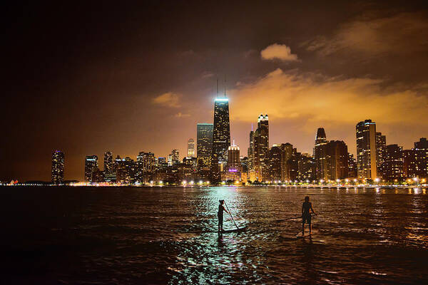 Lake Michigan Art Print featuring the photograph Surfing Lake Michigan by Raf Winterpacht