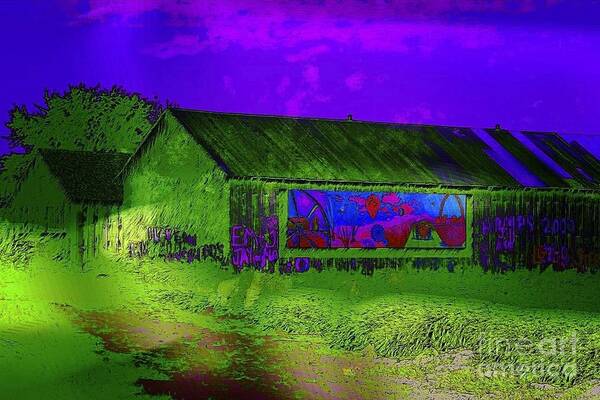 Barn Art Print featuring the photograph Surreal Barn Graffiti by Dee Flouton