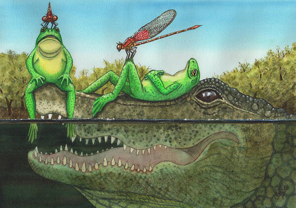 Frog Art Print featuring the painting Swamp by Catherine G McElroy