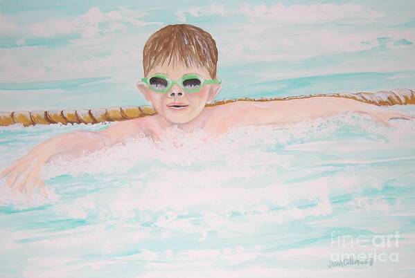 Boy Art Print featuring the painting Swim Meet by Janna Columbus