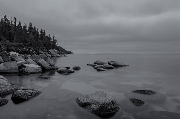 Landscape Art Print featuring the photograph Tahoe in Black and White by Jonathan Nguyen