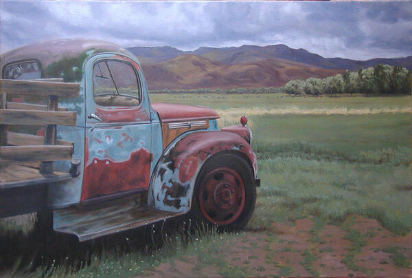 Oil Art Print featuring the painting Taos truck by Todd Cooper