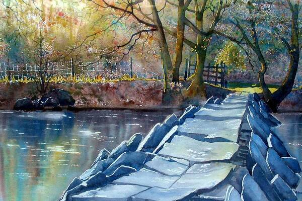 Landscape Art Print featuring the painting Tarr Steps Revisited by Glenn Marshall