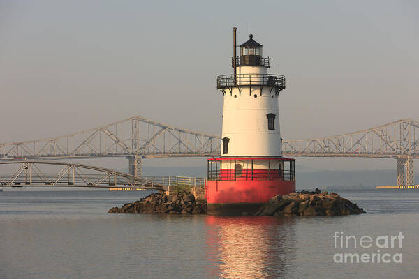 Clarence Holmes Art Print featuring the photograph Tarrytown Lighthouse and Tappan Zee Bridge IV by Clarence Holmes