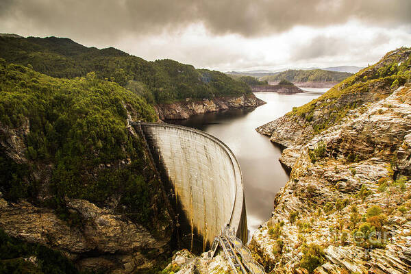 Dam Art Print featuring the photograph Tasmania Hydropower Dam by Jorgo Photography