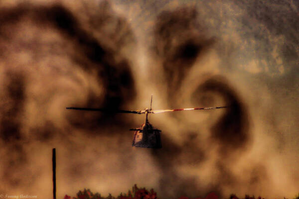 Cal Fire Art Print featuring the photograph The Abyss - Cal Fire Huey by Tommy Anderson