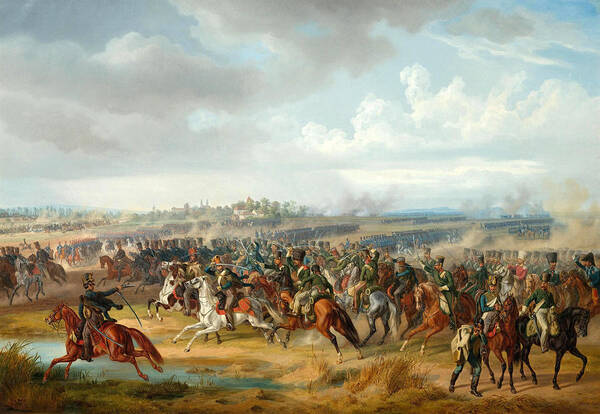Albrecht Adam Art Print featuring the painting The Battle of Papa on 12 June 1809 by Albrecht Adam