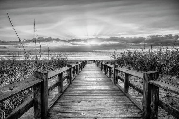 Black Art Print featuring the photograph The Beach is Calling Black and White by Debra and Dave Vanderlaan