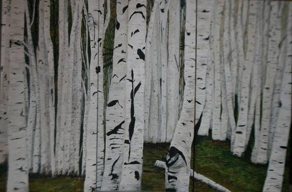 Trees Art Print featuring the painting The birches.. by Betty-Anne McDonald