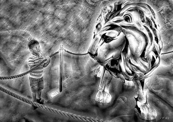 Animals Art Print featuring the photograph The Boy And The Lion 18 by Jean Francois Gil