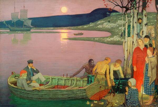 The Art Print featuring the painting The Call of the Sea by Frederick Cayley Robinson
