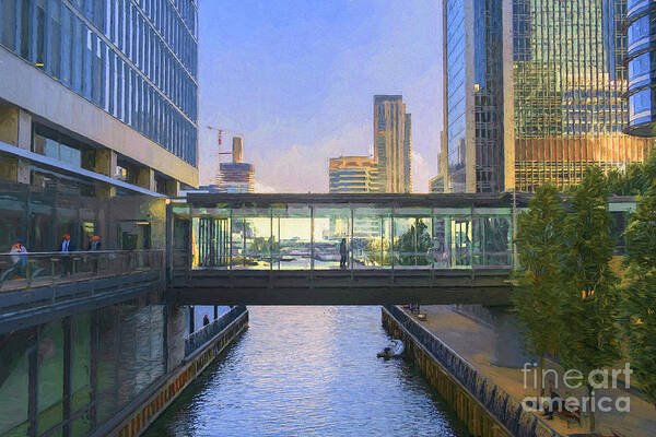 London Art Print featuring the photograph The Crossing, Canary Wharf, London, UK by Philip Preston