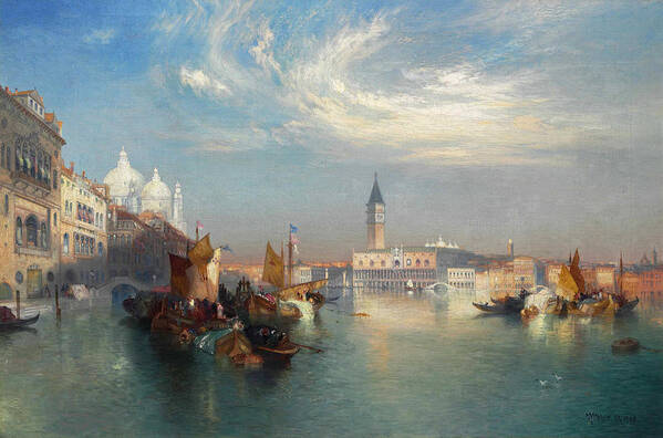 Thomas Moran Art Print featuring the painting The Entrance to the Grand Canal 2 by Thomas Moran