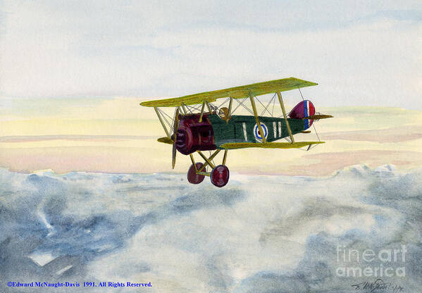 The Flying Ace Art Print featuring the painting The Flying Ace - Sopwith Camel Art by Edward McNaught-Davis