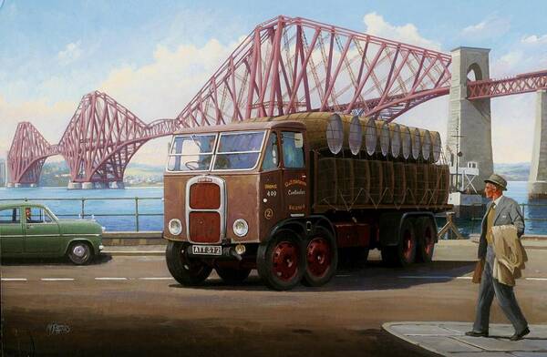 Uk Art Print featuring the painting The Forth Bridge by Mike Jeffries