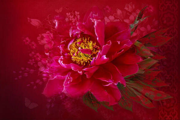 Red Peony Art Print featuring the photograph The Heart of Love by Marina Kojukhova