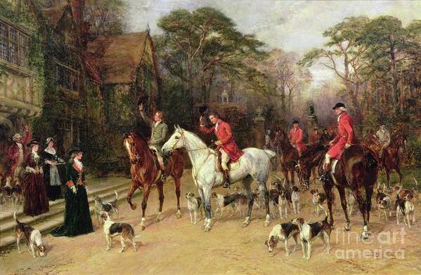 Hunt Art Print featuring the painting The Meet at the Manor House by Heywood Hardy