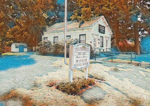 Schoolhouse Art Print featuring the mixed media The Old Brookhaven Schoolhouse by Stacie Siemsen