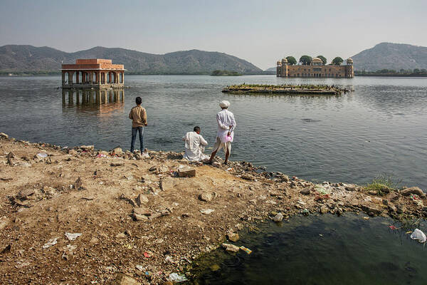 Jaipur Art Print featuring the photograph The palace Jal Mahal. Jal Mahal, Water Palace, was built during by Tjeerd Kruse