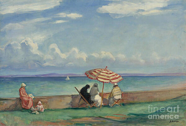Henri Lebasque - The Papasol On The Terrace Of Morgat Art Print featuring the painting The Papasol on the Terrace of Morgat by MotionAge Designs