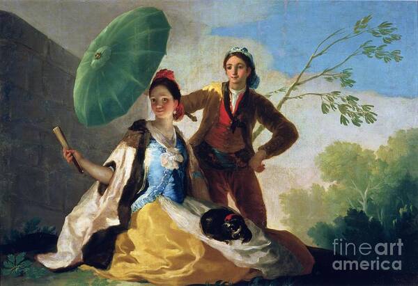 Parasol Goya Art Print featuring the painting The Parasol by Goya by Goya