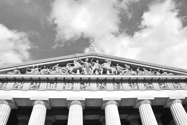 The Parthenon In Nashville Tennessee Black And White 2 Art Print featuring the photograph The Parthenon In Nashville Tennessee Black And White 2 by Lisa Wooten