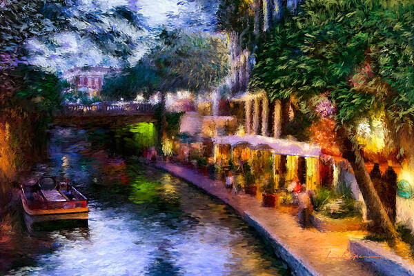 River Walk Art Print featuring the painting The River Walk by Lisa Spencer