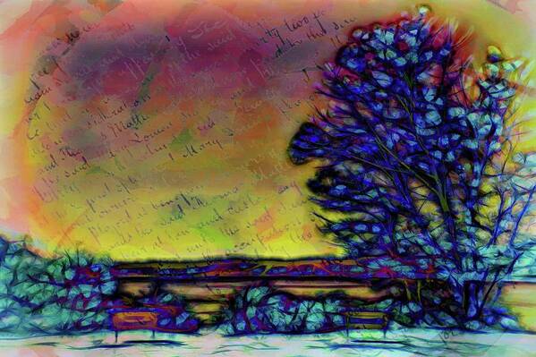 Abstract Art Print featuring the digital art The tree in the park by Lilia S