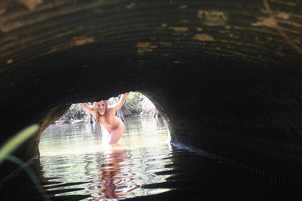 Lucky Cole Everglades Photographer Female Nude Everglades Art Print featuring the photograph The Tunnel 8 by Lucky Cole