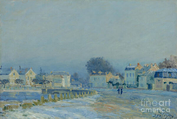 Alfred Sisley Art Print featuring the painting The Watering Pond At Marly With Hoarfrost by MotionAge Designs