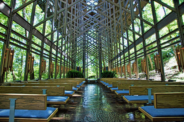thorncrown Chapel Entrance Art Print featuring the photograph Thorncrown Chapel Interior by Cricket Hackmann