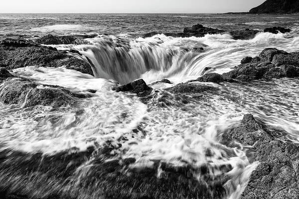 Cape Perpetua Art Print featuring the photograph Thor's Well Monochrome by Rick Pisio