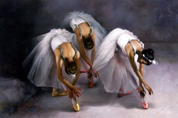 Ballet Art Print featuring the painting Three ballerina by Yoo Choong Yeul