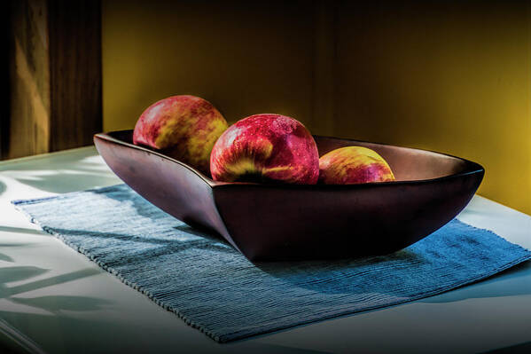 Healthy Art Print featuring the photograph Three Red Apples in a Bowl by Randall Nyhof