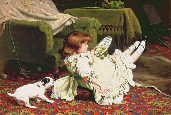 Naughty Art Print featuring the painting Time to Play by Charles Burton Barber