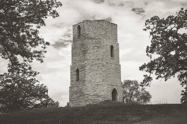 Beloit Historical Stone Water Tower Rock County Wisconsin History Art Landscape Fine City Love Life Beauty Beautiful Rich Community Art Print featuring the photograph Top of the Hill by Viviana Nadowski