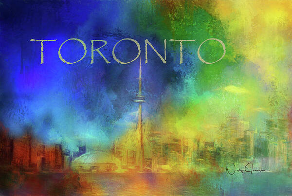Toronto Art Print featuring the digital art Toronto - Cityscape by Nicky Jameson