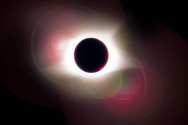 Total Art Print featuring the photograph Total Eclipse of the Sun with Solar Flares by Debra and Dave Vanderlaan