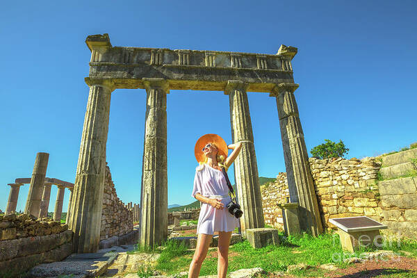 Greece Art Print featuring the photograph Tourist traveler photographer by Benny Marty