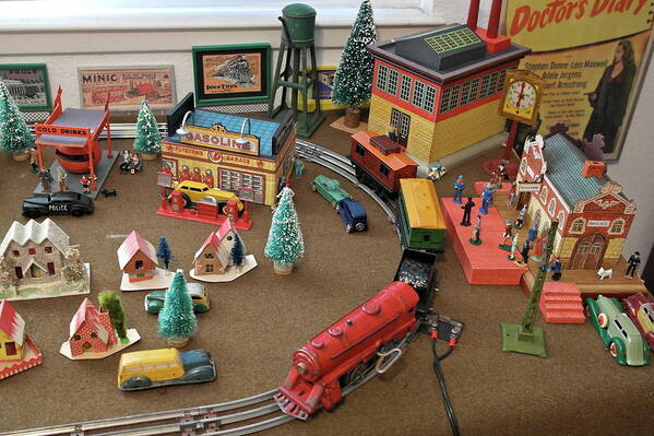 Toys Art Print featuring the photograph Toytown - Train Set Overview by Michele Myers