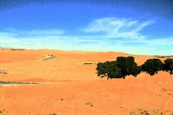 Tree Art Print featuring the digital art Trees Overlooking Desert by Russell Bowman