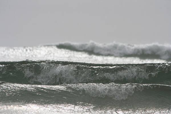 Waves Art Print featuring the photograph Triple Wave Action by Holly Ethan