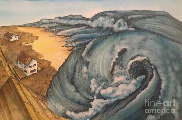 Tsunami Art Print featuring the painting Tsunami by Mastiff Studios