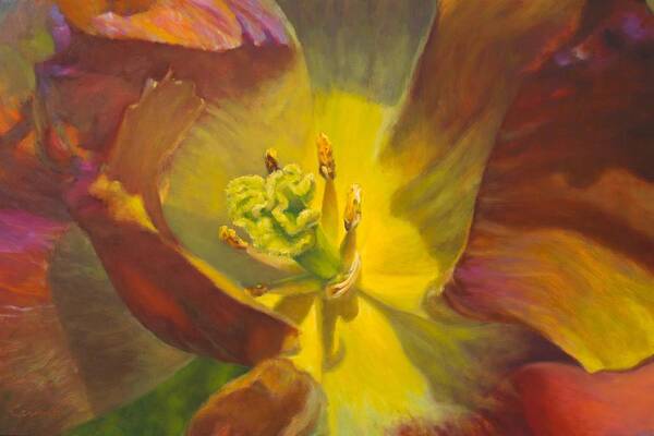 Tulip Art Print featuring the painting Tulip Closeup No. 2 by Kerima Swain
