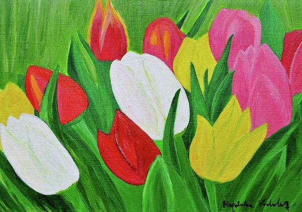 Tulips Art Print featuring the painting Tulips 2 by Magdalena Frohnsdorff