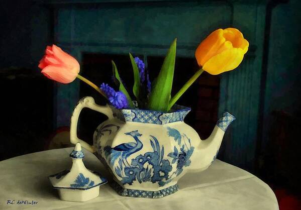 Still Life Art Print featuring the painting Tulip Teapot by RC DeWinter