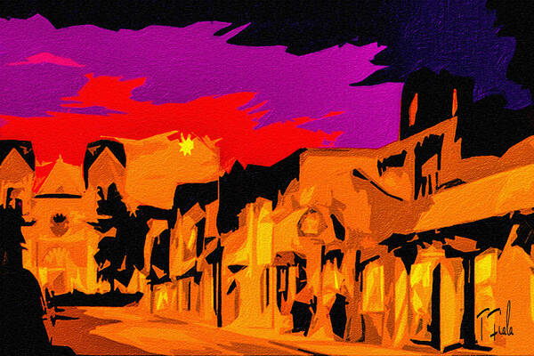 Santa Fe Art Print featuring the photograph Twilight on the Plaza Santa Fe by Terry Fiala