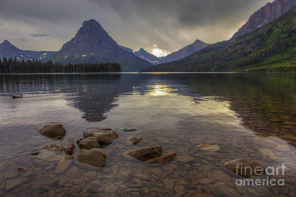 Two Art Print featuring the photograph Two Medicine Lake and Sinopah Mountain by Spencer Baugh