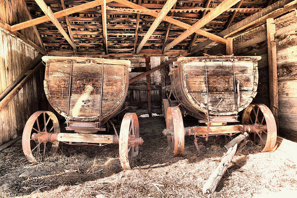 Old Art Print featuring the photograph Two old wagons by Jeff Swan