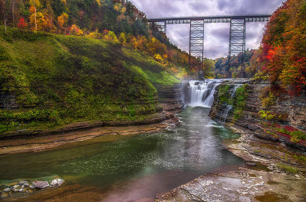 Upper Falls In Fall Art Print featuring the photograph Upper Falls in Fall by Mark Papke